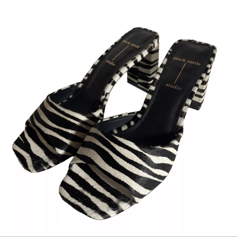 Black Suede Studios Zebra Mules Size 7 - Picture 6 of 10